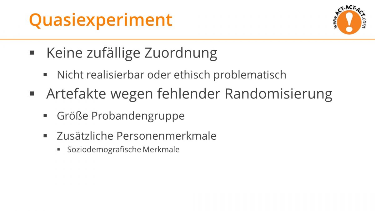 Psychologie Aufnahmetest Kapitel 3: Quasiexperiment