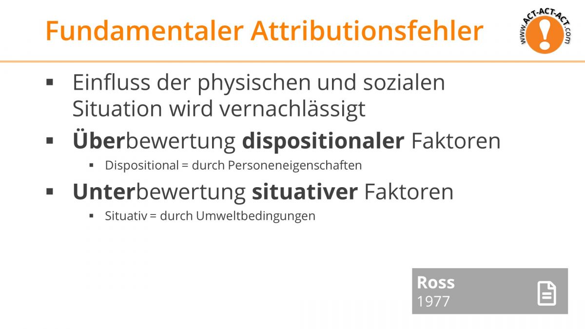 Psychologie Aufnahmetest Kapitel 10: Fundamentaler Attributionsfehler