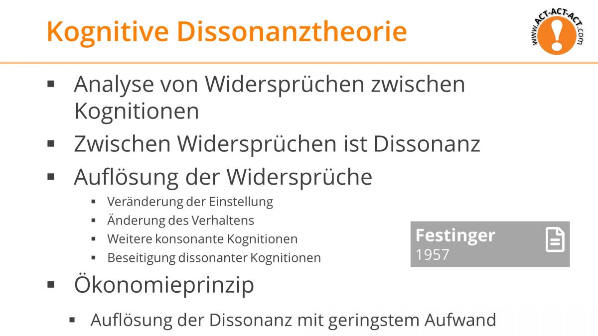 Psychologie Aufnahmetest Kapitel 10: Kognitive Dissonanztheorie