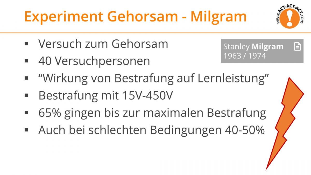 Psychologie Aufnahmetest Kapitel 10: Experiment Gehorsam