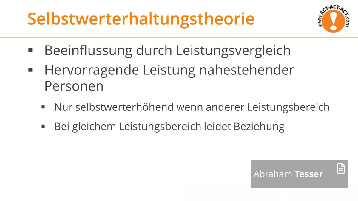 Psychologie Aufnahmetest Kapitel 10: Selbstwerterhaltungstheorie