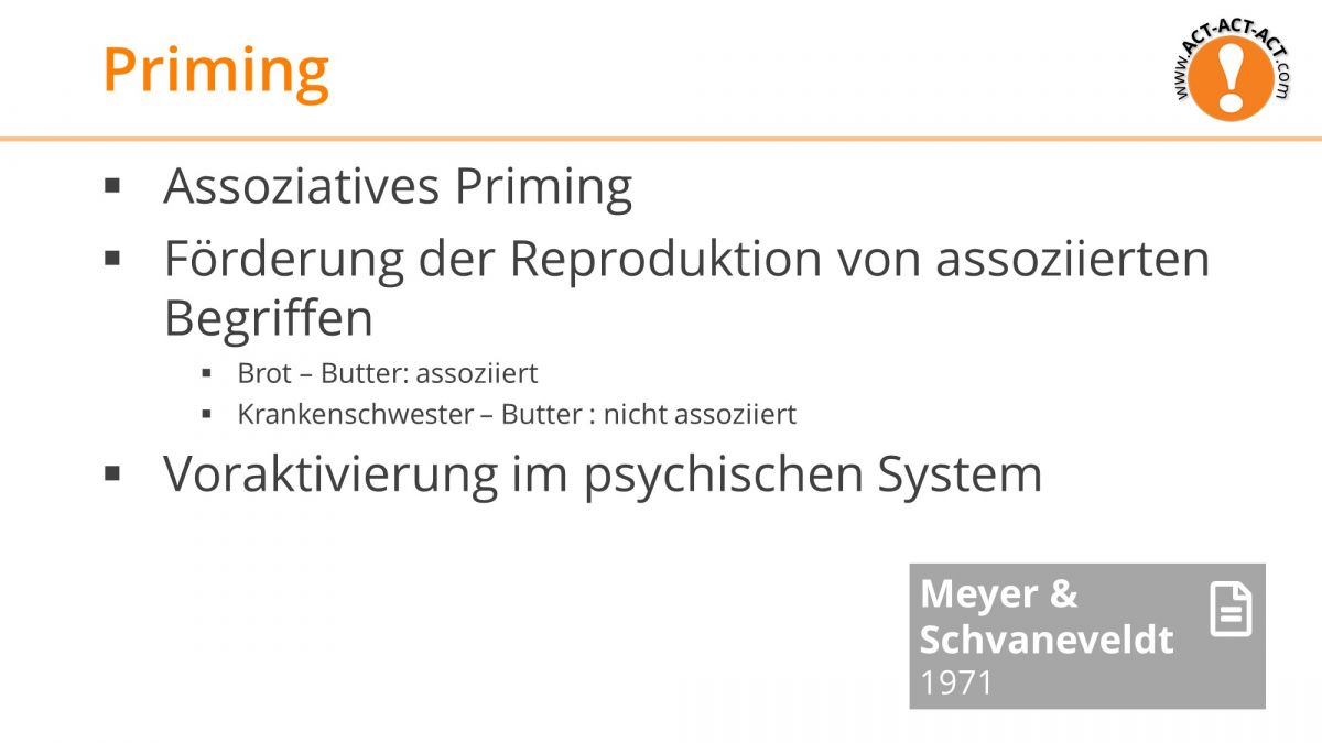 Psychologie Aufnahmetest Kapitel 7: Priming