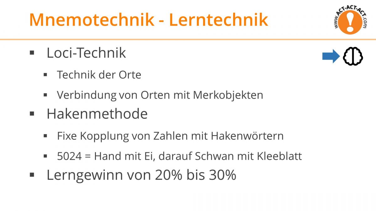 Psychologie Aufnahmetest Kapitel 7: Mnemotechnik