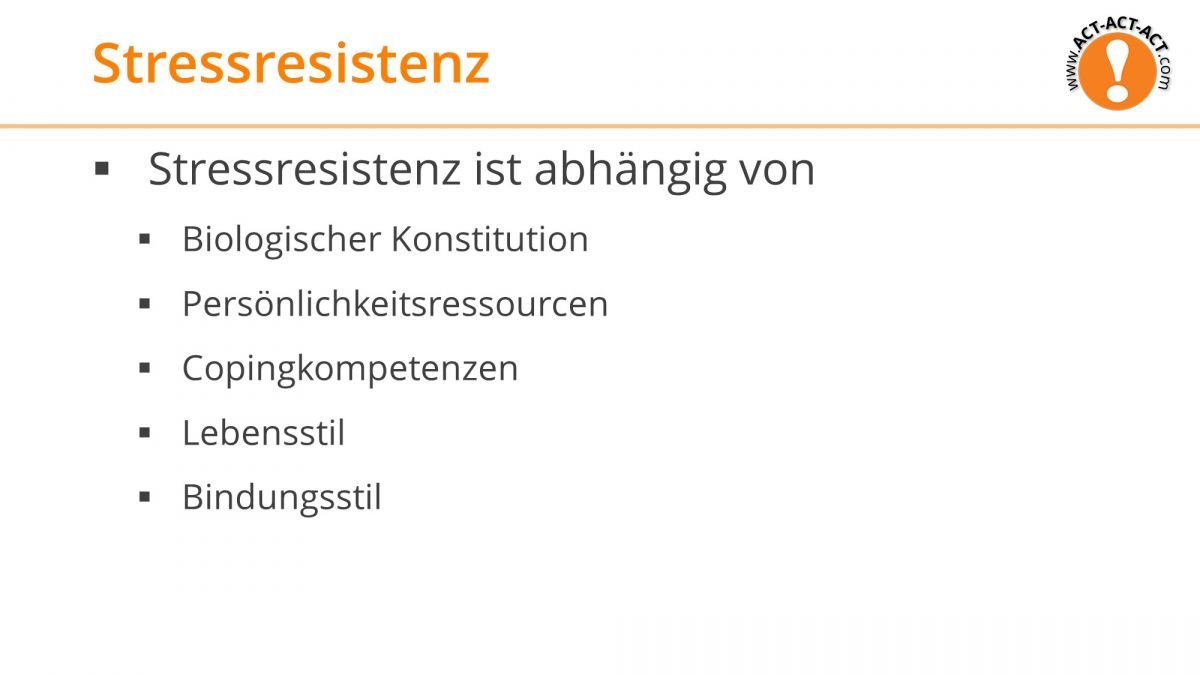 Psychologie Aufnahmetest Kapitel 12: Stressresistenz