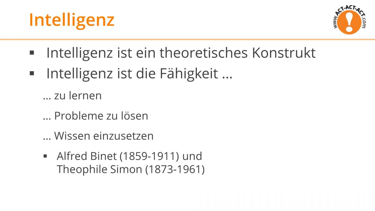 Psychologie Aufnahmetest Kapitel 8: Intelligenz