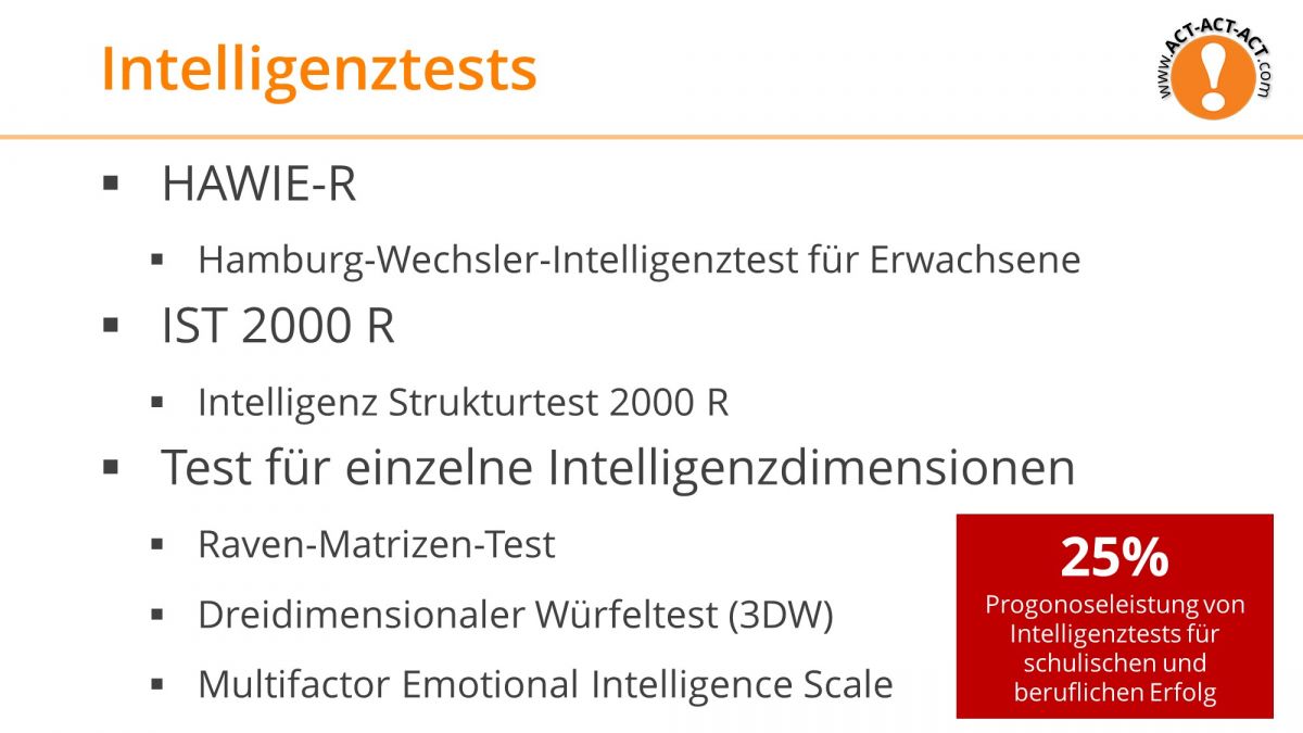 Psychologie Aufnahmetest Kapitel 8: Intelligenztests