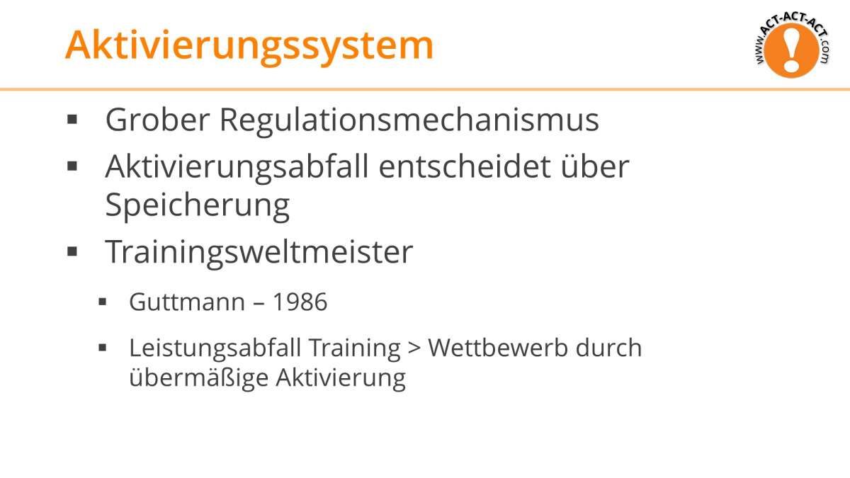 Psychologie Aufnahmetest Kapitel 6: Aktivierungssystem