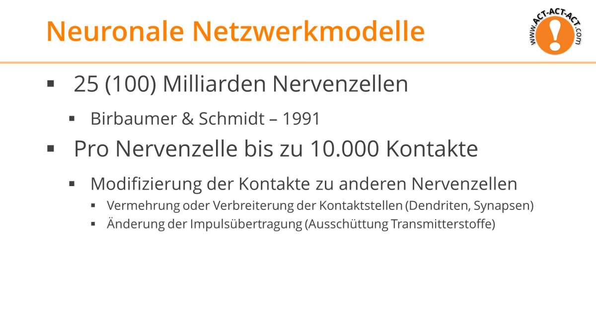 Psychologie Aufnahmetest Kapitel 6: Neuronale Netzwerkmodelle