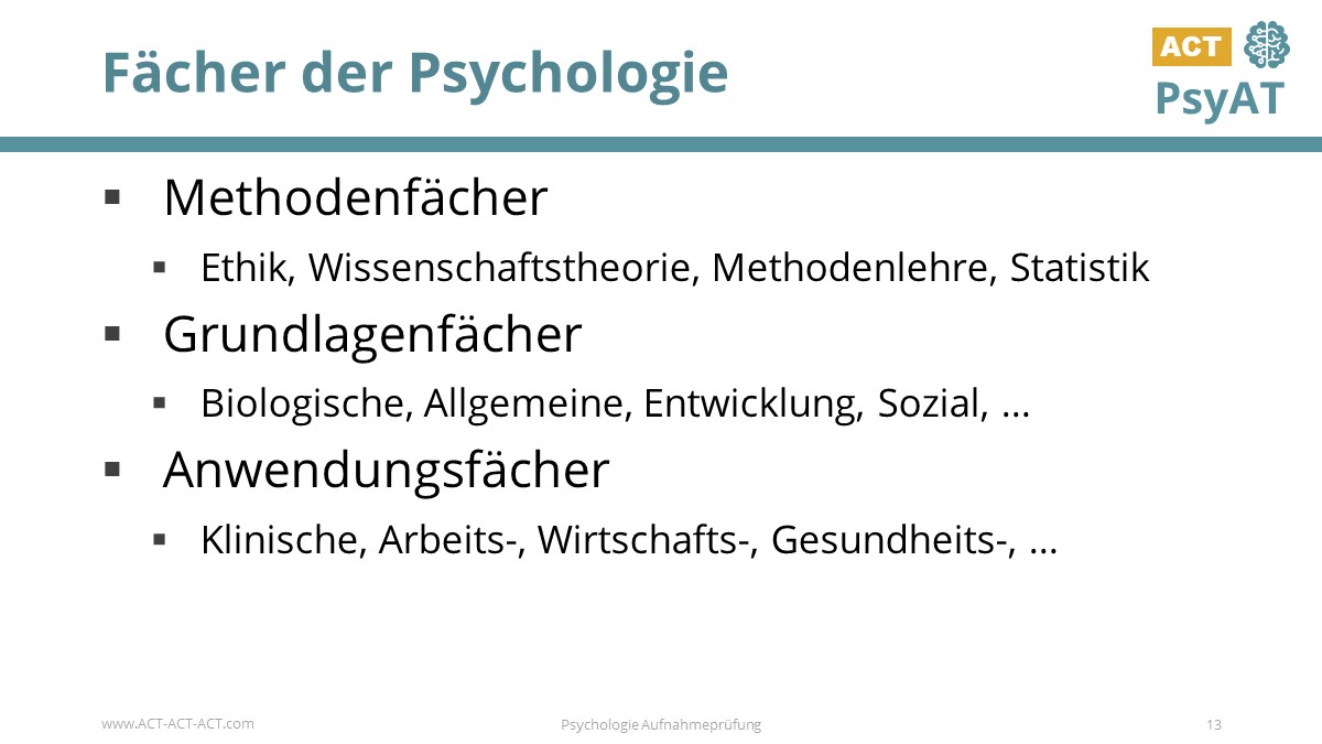 Fächer der Psychologie