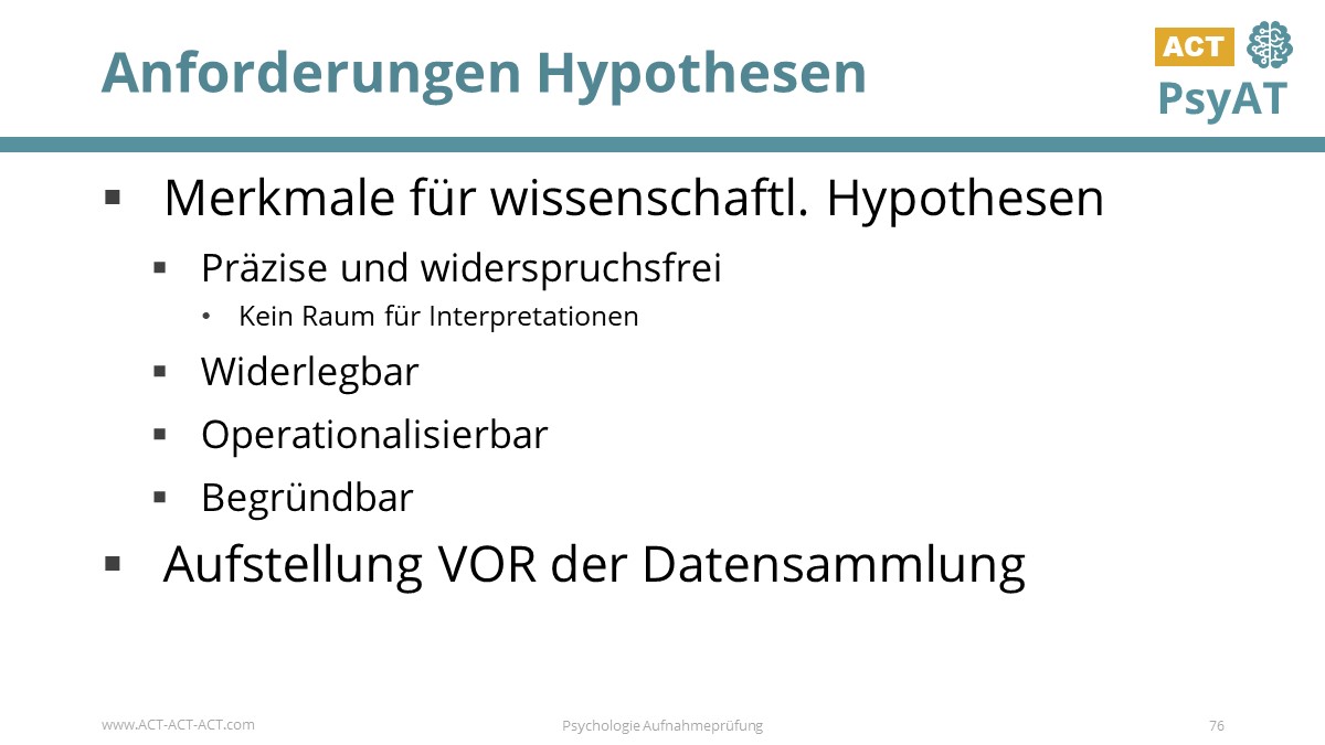 Anforderungen Hypothesen