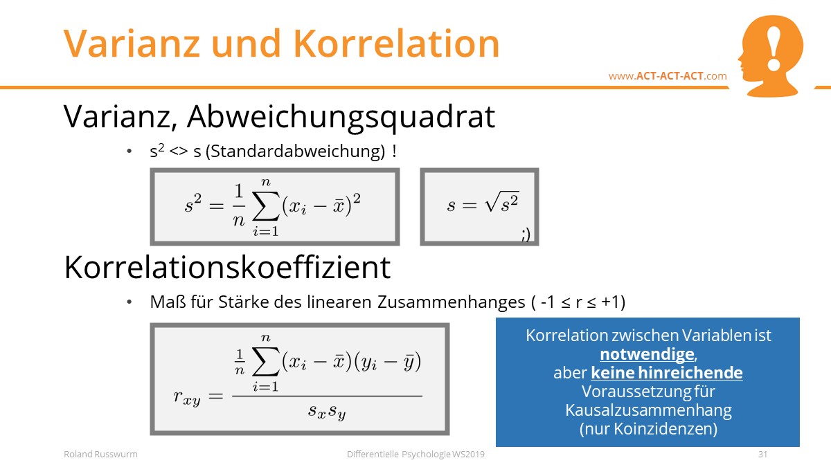 Varianz und Korrelation