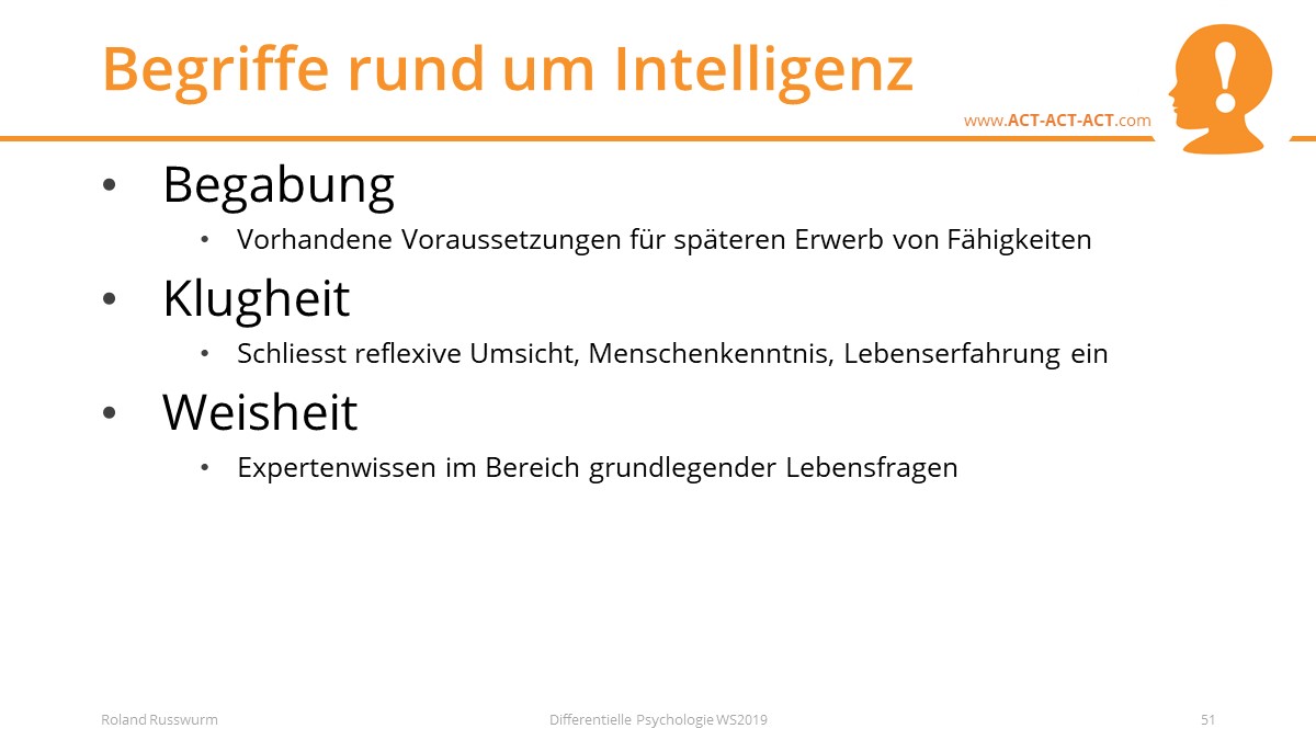 Begriffe rund um Intelligenz